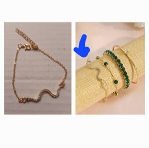 4/$30 New Rhinestone Snake Gold Coloured Bracelet